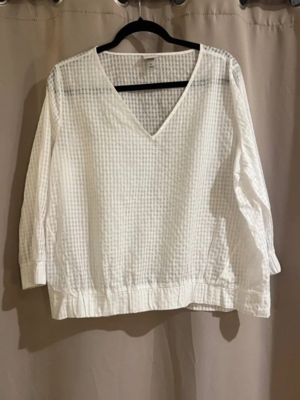 A New Day White V-Neck Women's Top